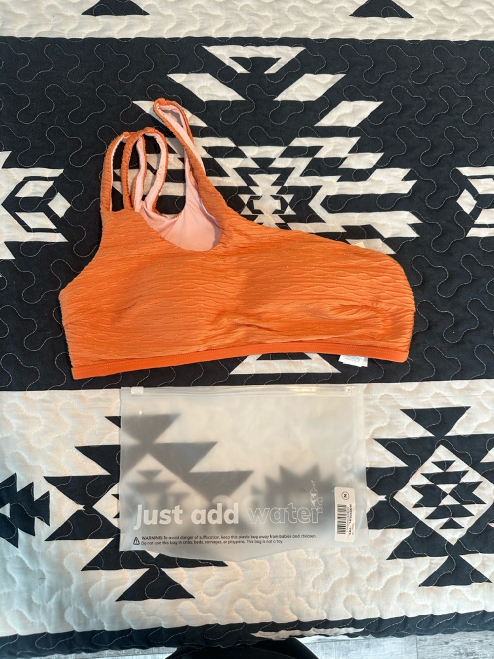 CUPSHE Orange Textured bathing suit top